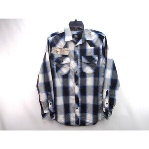 Rock & Republic Western Yoke Button Shirt Men's Size S Blue Cotton Blend